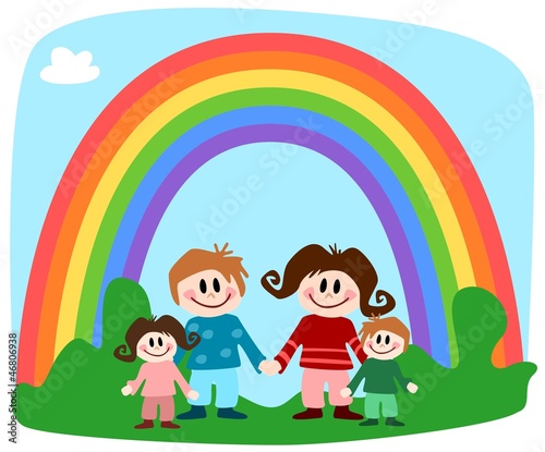 Illustration: Familie unterm Regenbogen Familie unterm Regenbogen