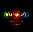 Wellness. Healthy food and fitness leads to healthy heart