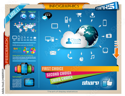 Vector: Infographics Elements for cloud computing graphs Infographics Elements for cloud computing graphs