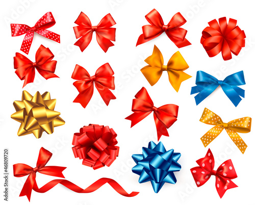 Vector: Big set of colour gift bows with ribbons. Vector Big set of colour gift bows with ribbons. Vector