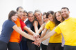 Group of Friends with  Stack of Hands