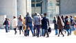 A large group of people walking.