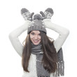 Photo: Young brunette woman pretending reindeer Young brunette woman pretending reindeer