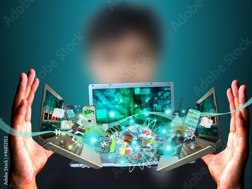 Photo: Man holding social object Man holding social object