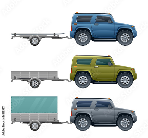 Vector: Car with trailer Car with trailer