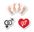 Couple sex, making love icons as labels set