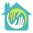 Home with 3d caring hands.