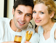 Cheerful couple with champagne