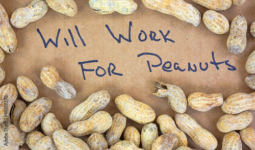 Photo: Peanuts with work sign Peanuts with work sign