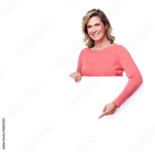 Photo: Senior woman with a banner. Senior woman with a banner.