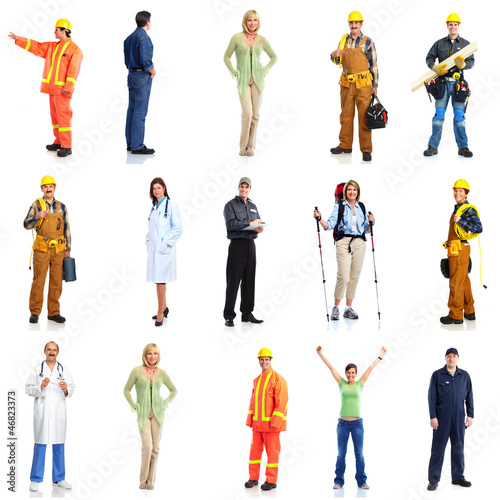Photo: Group of workers people set. Group of workers people set.
