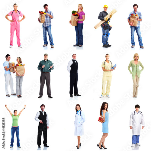 Photo: Group of workers people set. Group of workers people set.