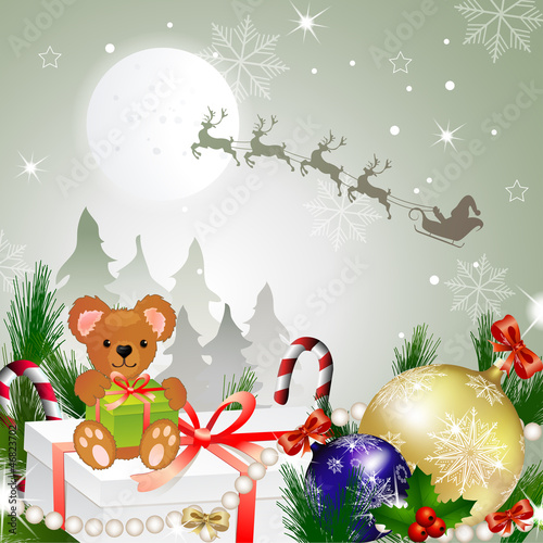 Vector: Beautiful Christmas with Santa and deer Beautiful Christmas with Santa and deer