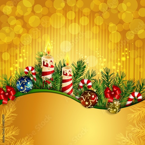 Vector: Christmas background with burning candles Christmas background with burning candles