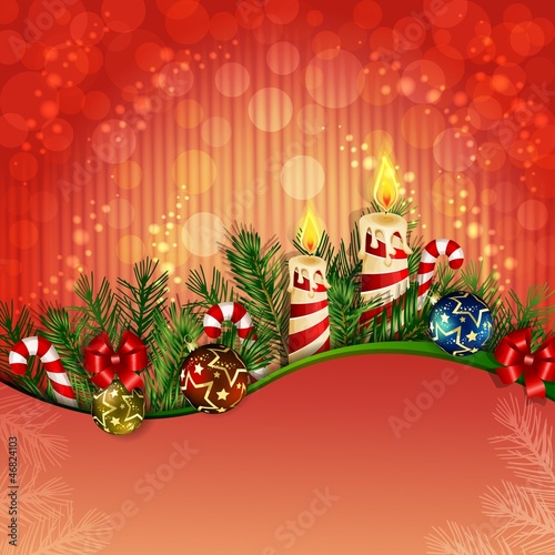 Vector: Christmas background with burning candles Christmas background with burning candles
