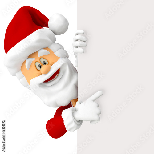 Illustration: 3D Happy Santa with a banner 3D Happy Santa with a banner