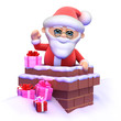 Santa climbs down the chimney on Christmas night