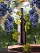 Bottle of red wine in the vineyard