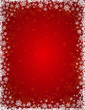 red background with frame of snowflakes, vector