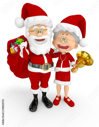 Illustration: 3D Santa and Mrs Claus 3D Santa and Mrs Claus