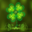 Green four leaf clover with emeralds St Patrick s Day