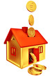 euro coins falling down to the money box