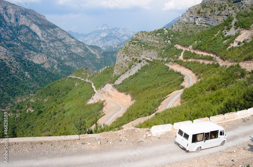 Minibus, Winding Road And Albanian Mountains © ollirg
