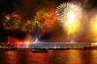 Fireworks over the Istanbul. View of Bosporus Bridge