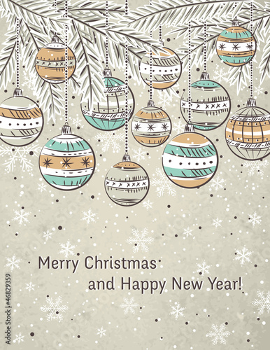 Vector: christmas background with balls, vector christmas background with balls, vector