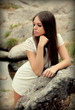 Photo: Attractive young woman with white dress Attractive young woman with white dress