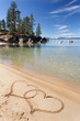 beach with two hearts