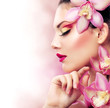 Beautiful Girl With Orchid Flo...