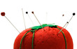 Straight pins stuck on pin cushion