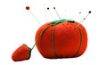 Straight pins stuck on pin cushion