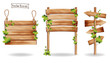 Vector Wooden signs with green leaves