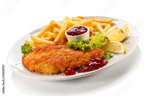 Photo: Pork chop, French fries and lingonberry Pork chop, French fries and lingonberry