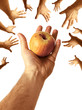 Hand Sharing Juicy Nutritious Apple to Community