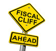Road sign indicating fiscal cliff ahead