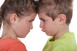 Kids pouting face to face