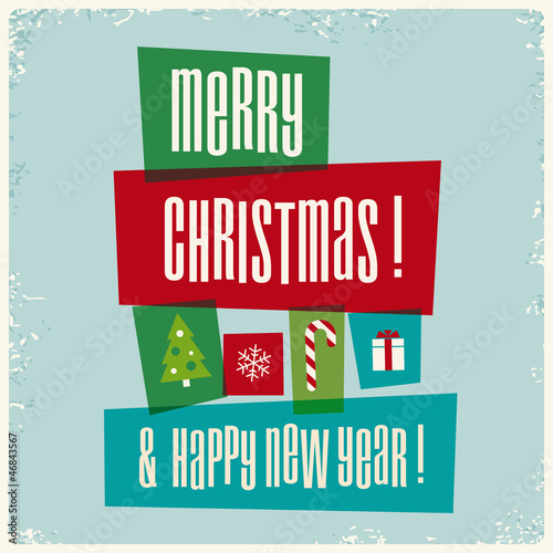 Vector: merry christmas and happy new year, holidays card merry christmas and happy new year, holidays card