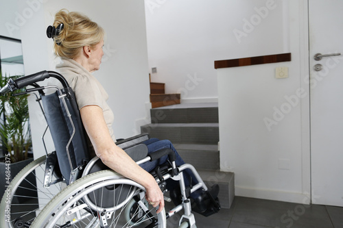 Photo: Portrait of senior woman in wheelchair Portrait of senior woman in wheelchair