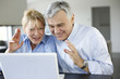 Senior couple connected with family on internet
