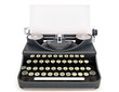 Illustration: Retro vintage typewriter with paper, room for text Retro vintage typewriter with paper, room for text
