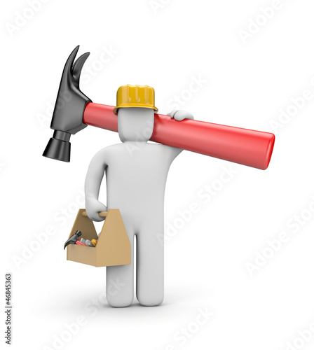 Illustration: Worker with toolbox Worker with toolbox