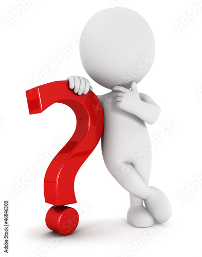 Illustration: 3d white people with a question mark 3d white people with a question mark