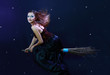 witch flying on broom