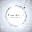 Merry Christmas Happy New Year Ball Silver with Stars and Snowfl