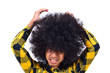 Young man with long hair as busy concept