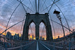 Brooklyn Bridge in New York at dusk.