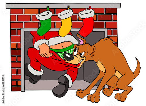 Illustration: Santa Claus & Bad Dog Christmas Santa Claus & Bad Dog Christmas